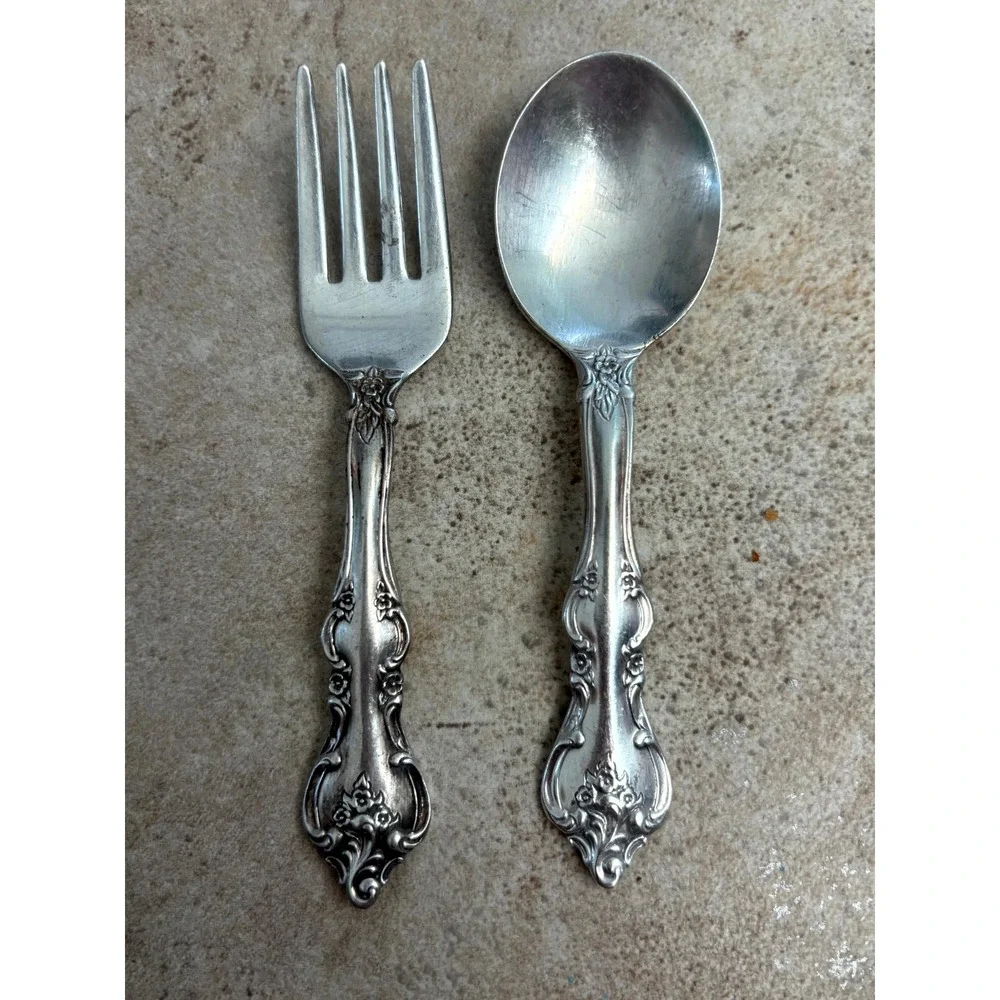 International DeepSilver Countess Baby Fork and Spoon Set Silverplate Vintage
